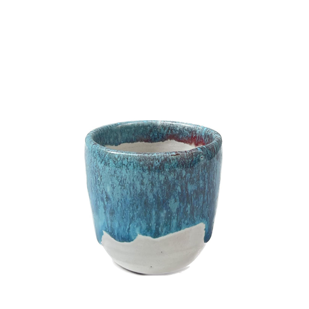 Handmade Pottery Espresso Cup - Sea Waves - Off White