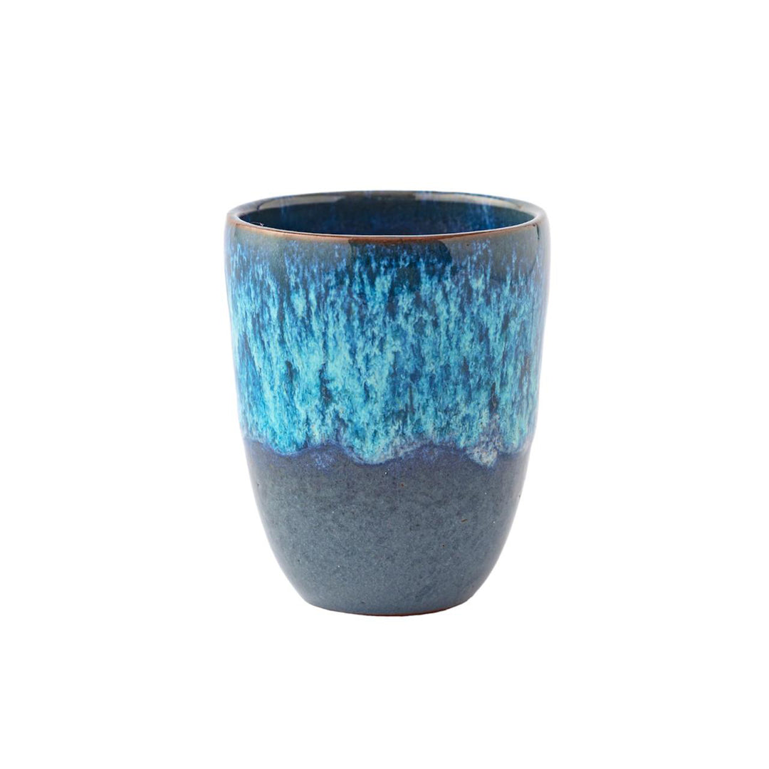 Handmade Pottery Handless Cup - U Shaped - Floating Blue/Petrol Base - 225 ml
