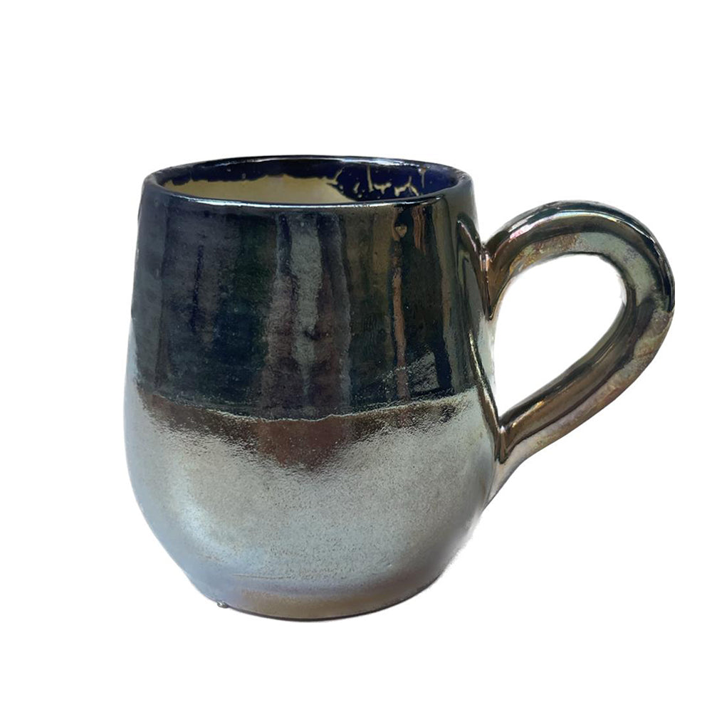 Handmade Pottery Mug - Double Gloss - Blue Gold
