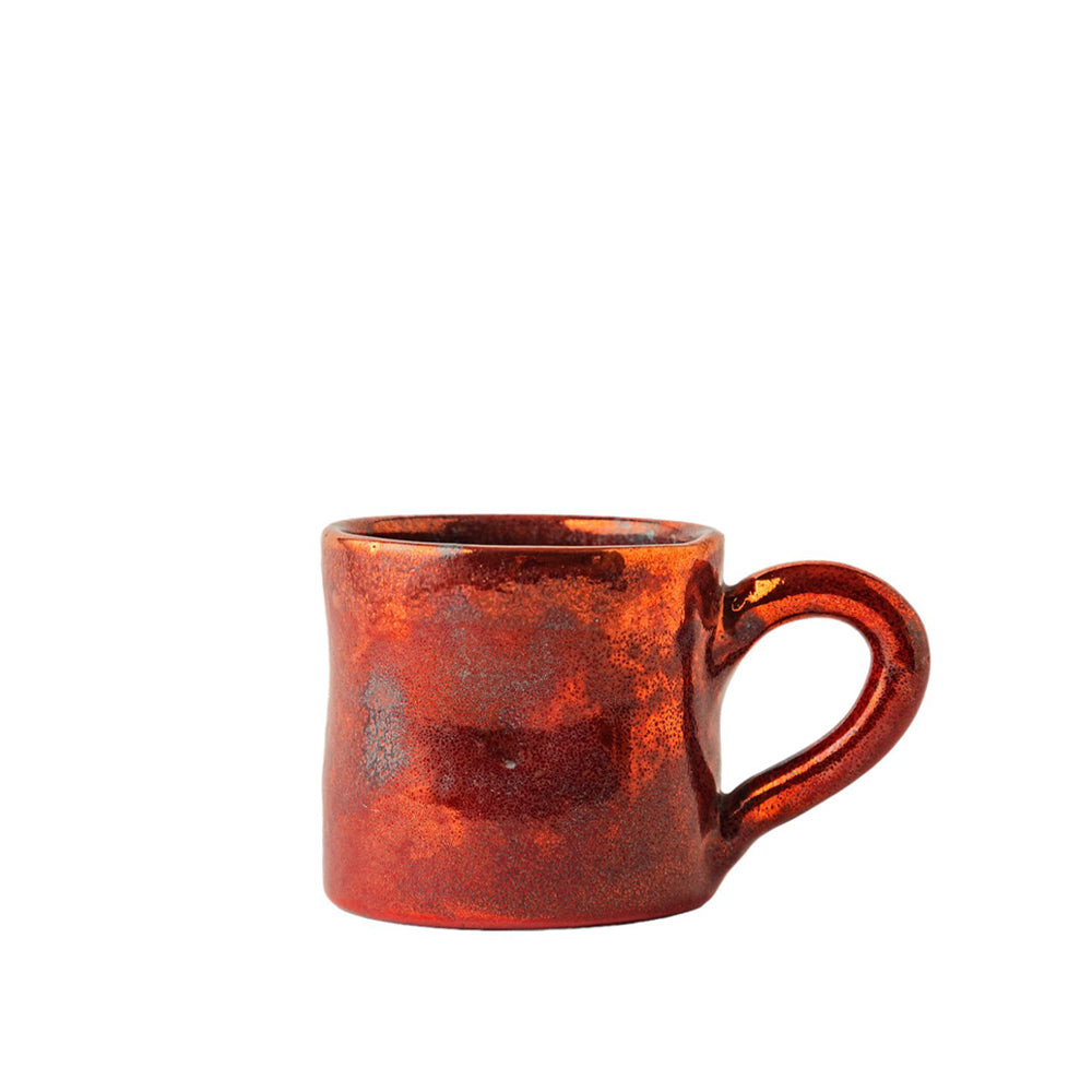 Handmade Pottery Turkish Coffee Cup - Crimson Mirage Cup - 150ml
