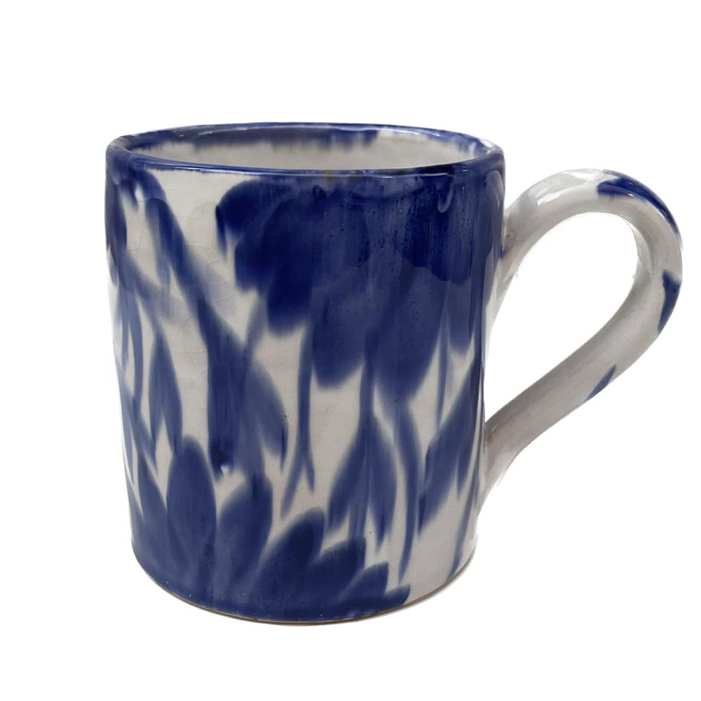 Handmade Pottery Mug - Vintage Floral - Blue