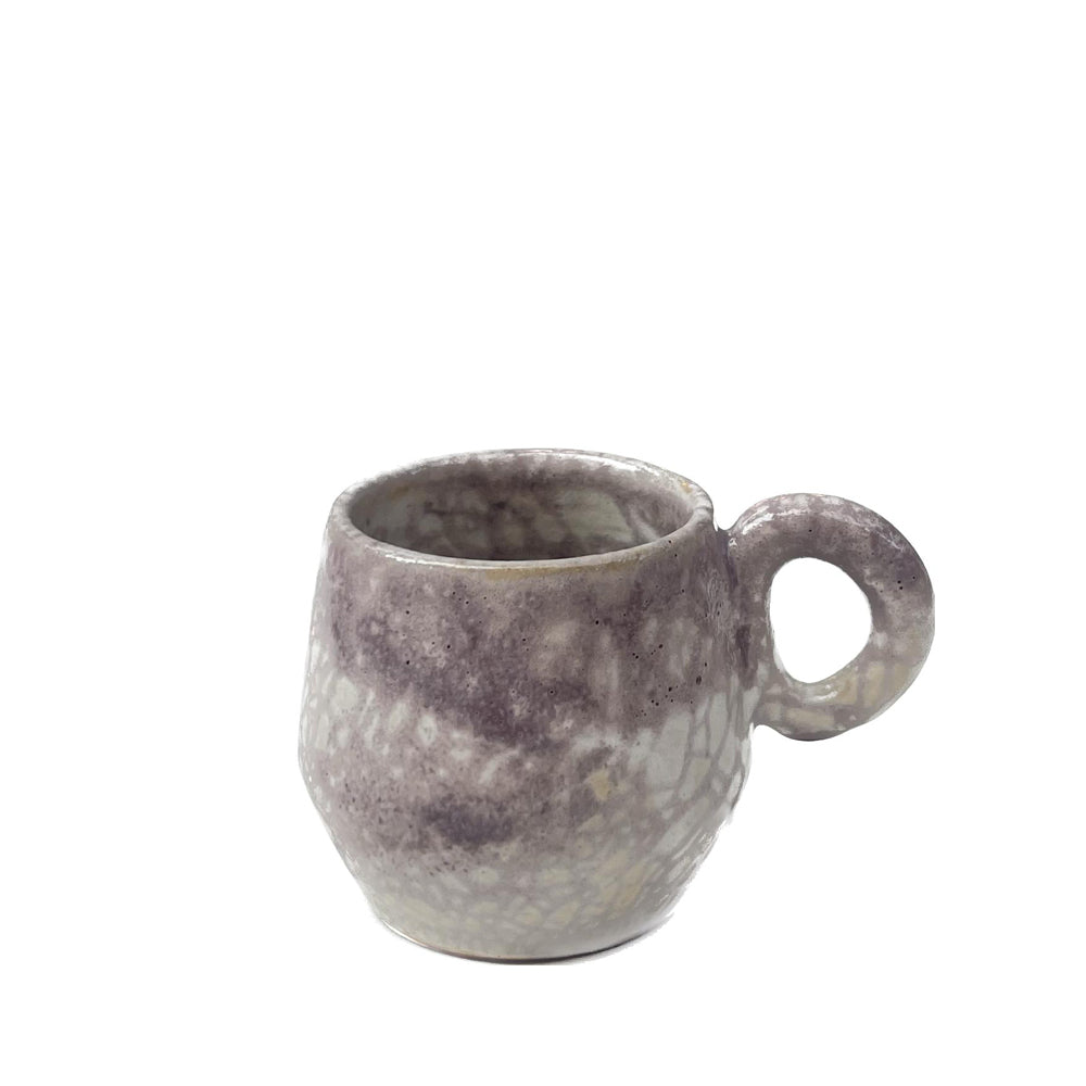 Handmade Pottery Turkish Coffee Cup - Purple Veins