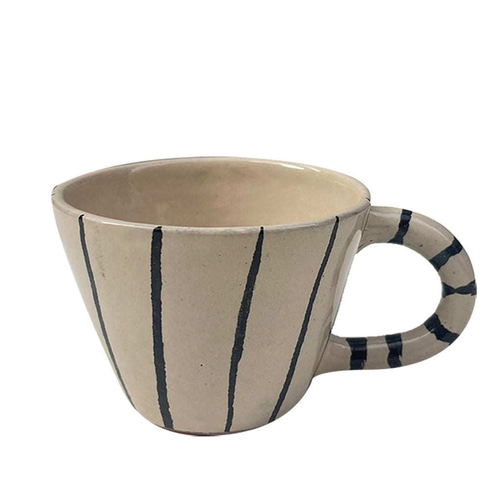 Handmade Pottery Zebra Cappuccino Cup - Beige