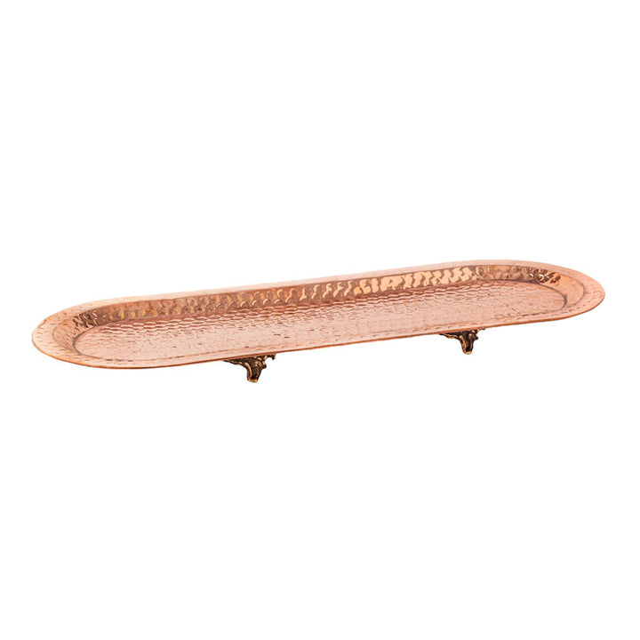 Handmade Red Copper Tray - Oval - Dotted