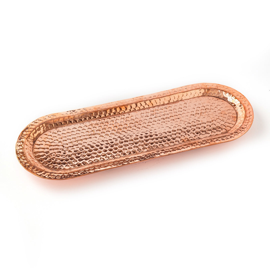 Handmade Red Copper Tray - Oval - Dotted