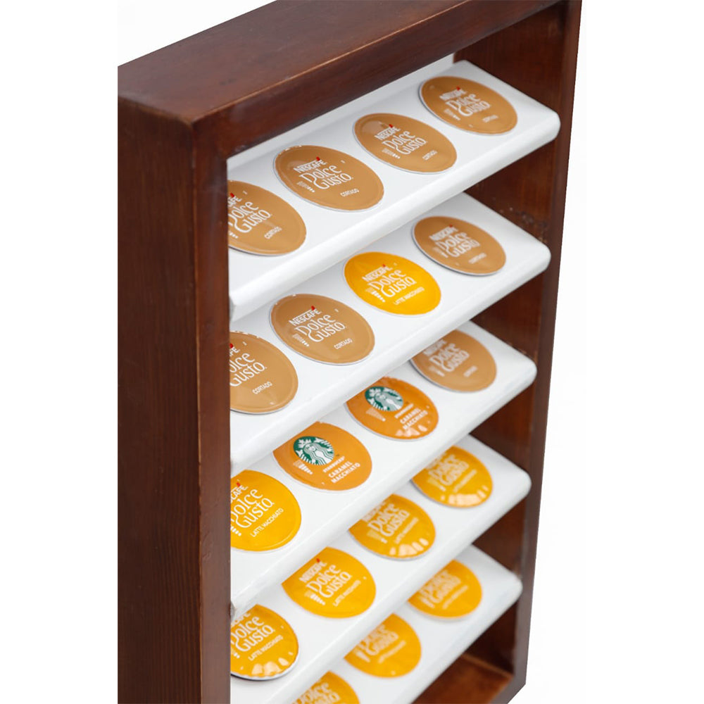 Bean Wrap - Handmade Wooden Dolce Gusto Compatible Capsules Stand - Brown/White - 24 pods