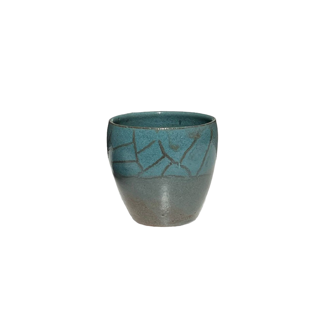 Handmade Pottery Espresso Cup - Blue Ray - 75ml
