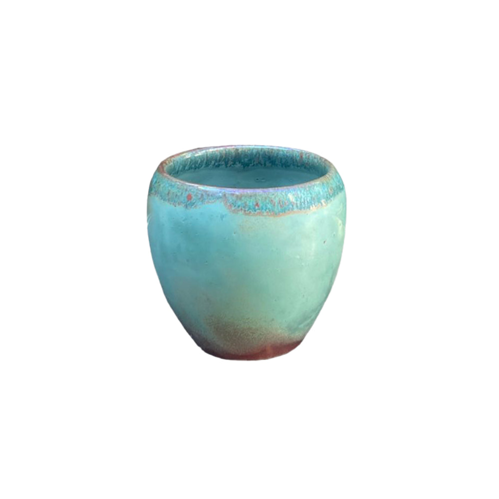 Handmade Pottery Espresso Cup - Concave Blue Rust - 100 ml