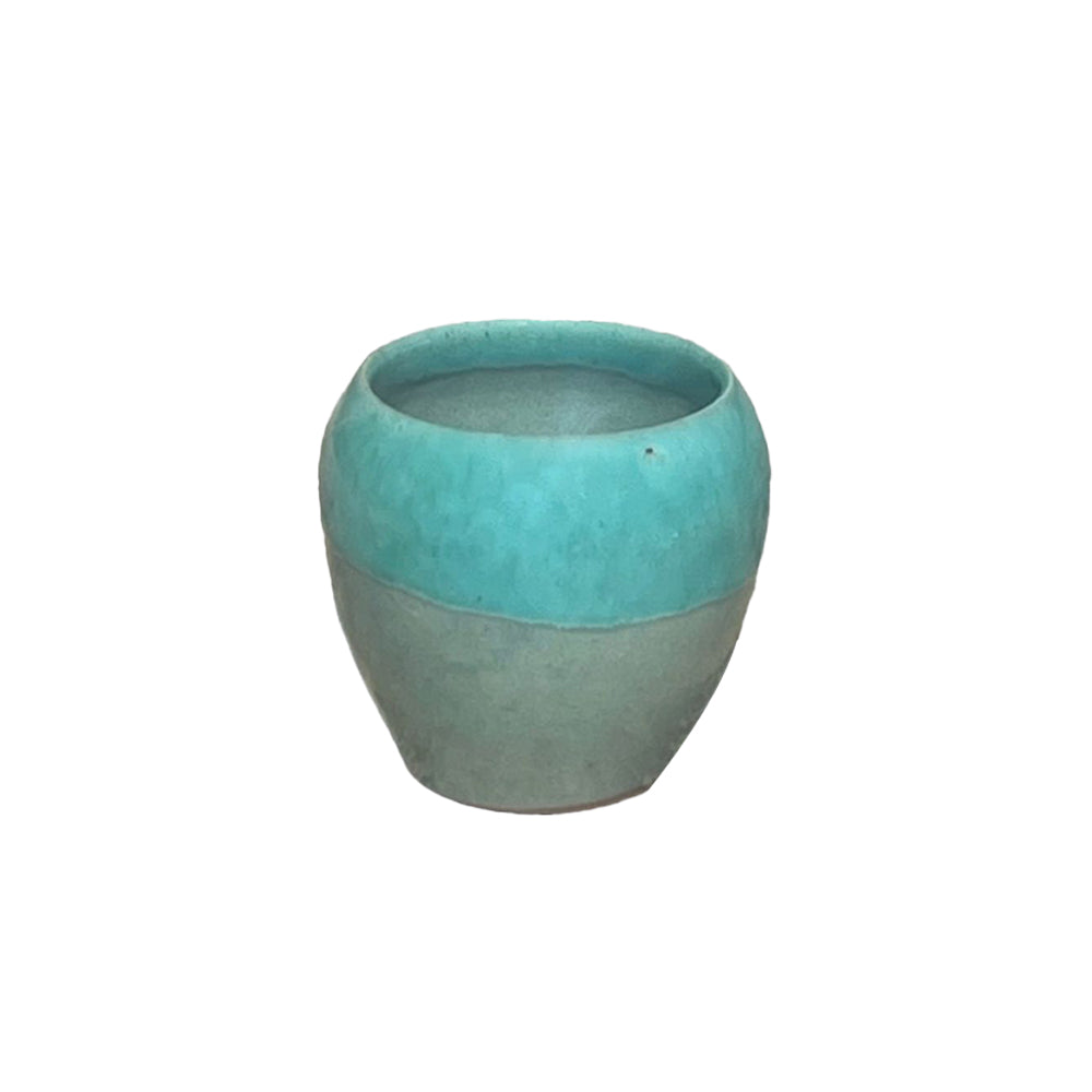Handmade Pottery Espresso Cup - Solid Abstract - Blue - 100 ml