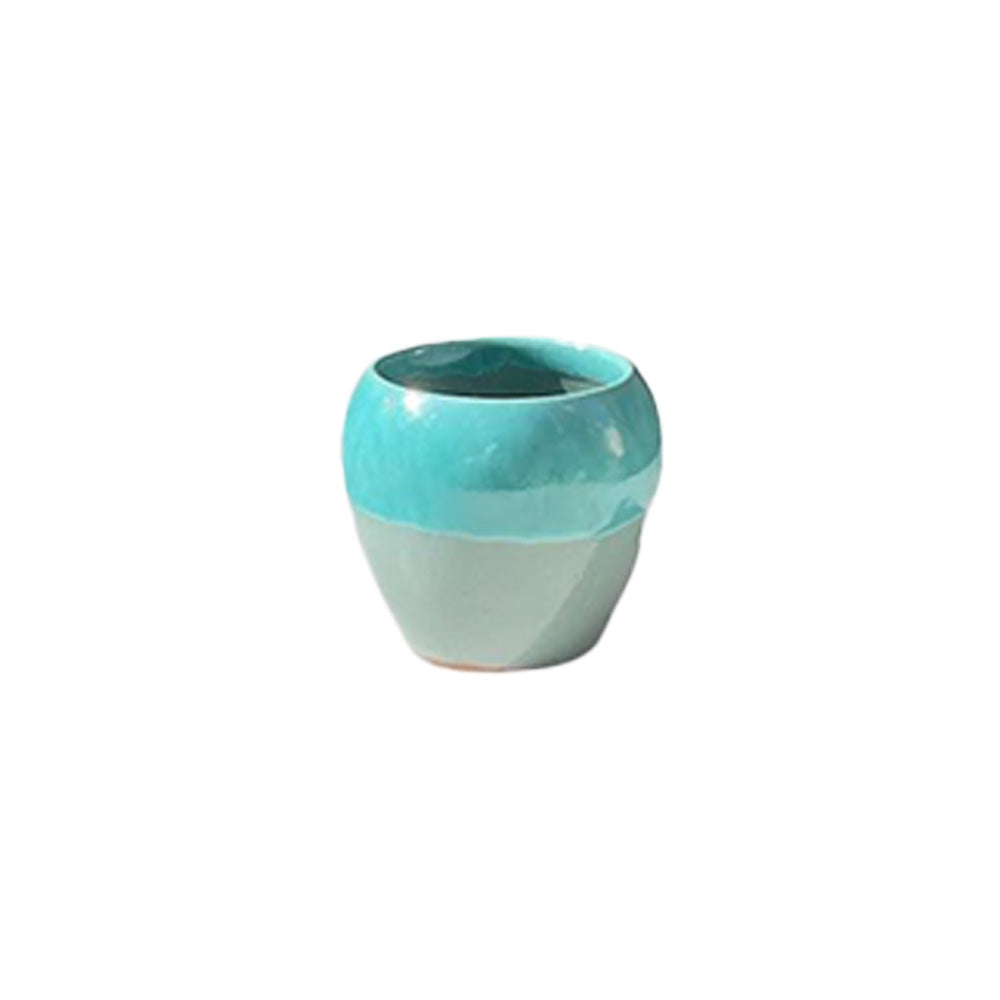 Handmade Pottery Espresso Cup - Solid Abstract - Blue - 100 ml