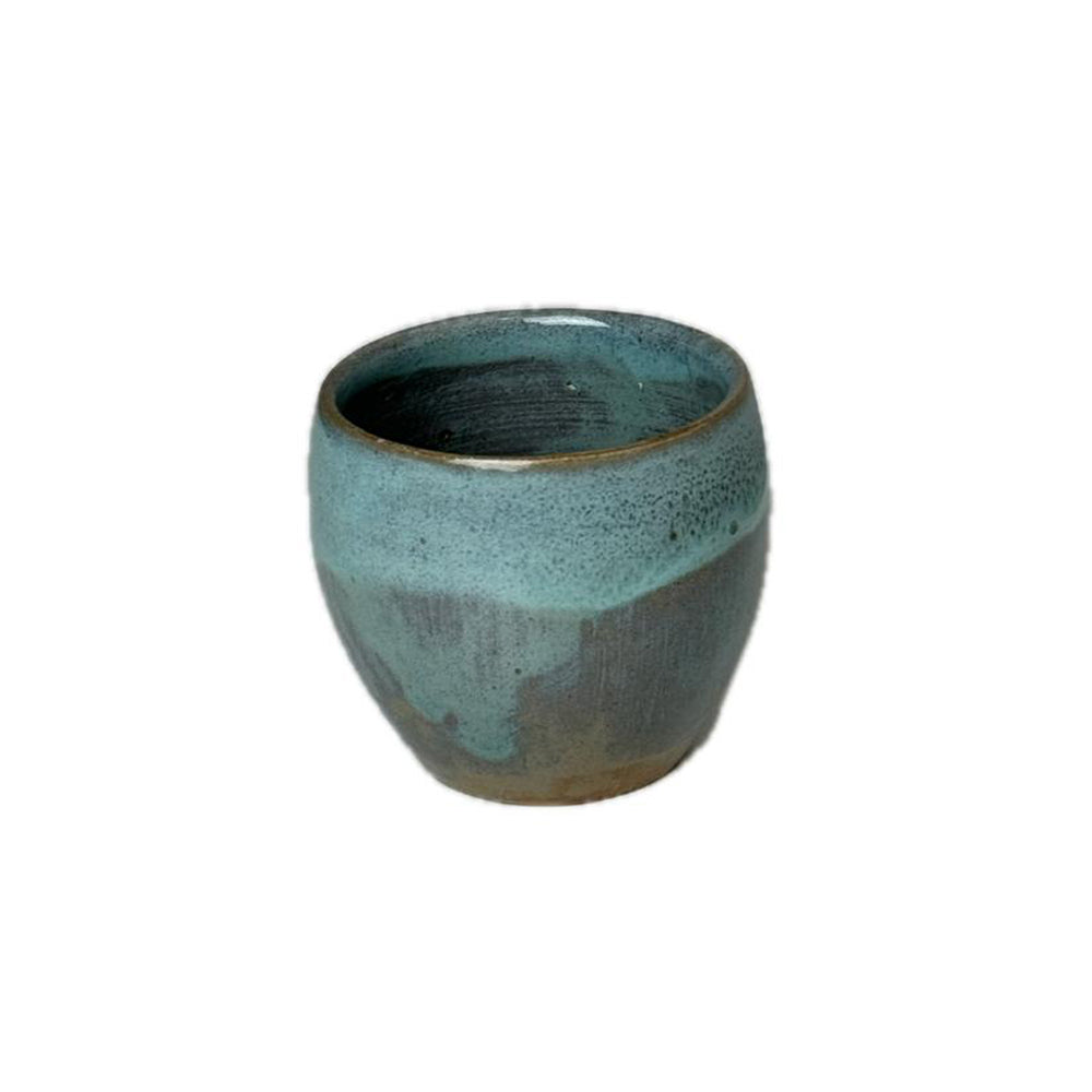 Handmade Pottery Espresso Cup - Solid Abstract - Blue - 100 ml