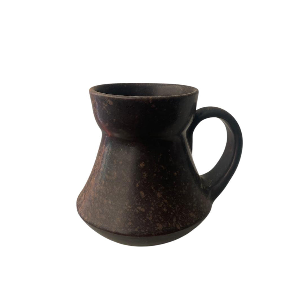 Handmade Pottery Mug - Black with Brown Dots - 300 ml