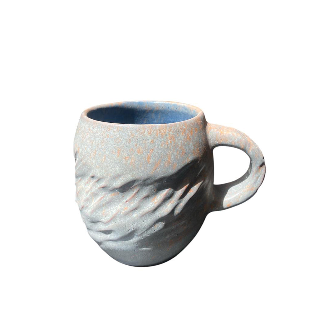 Handmade Pottery Mug - Gray and orange Mug - 350 ml