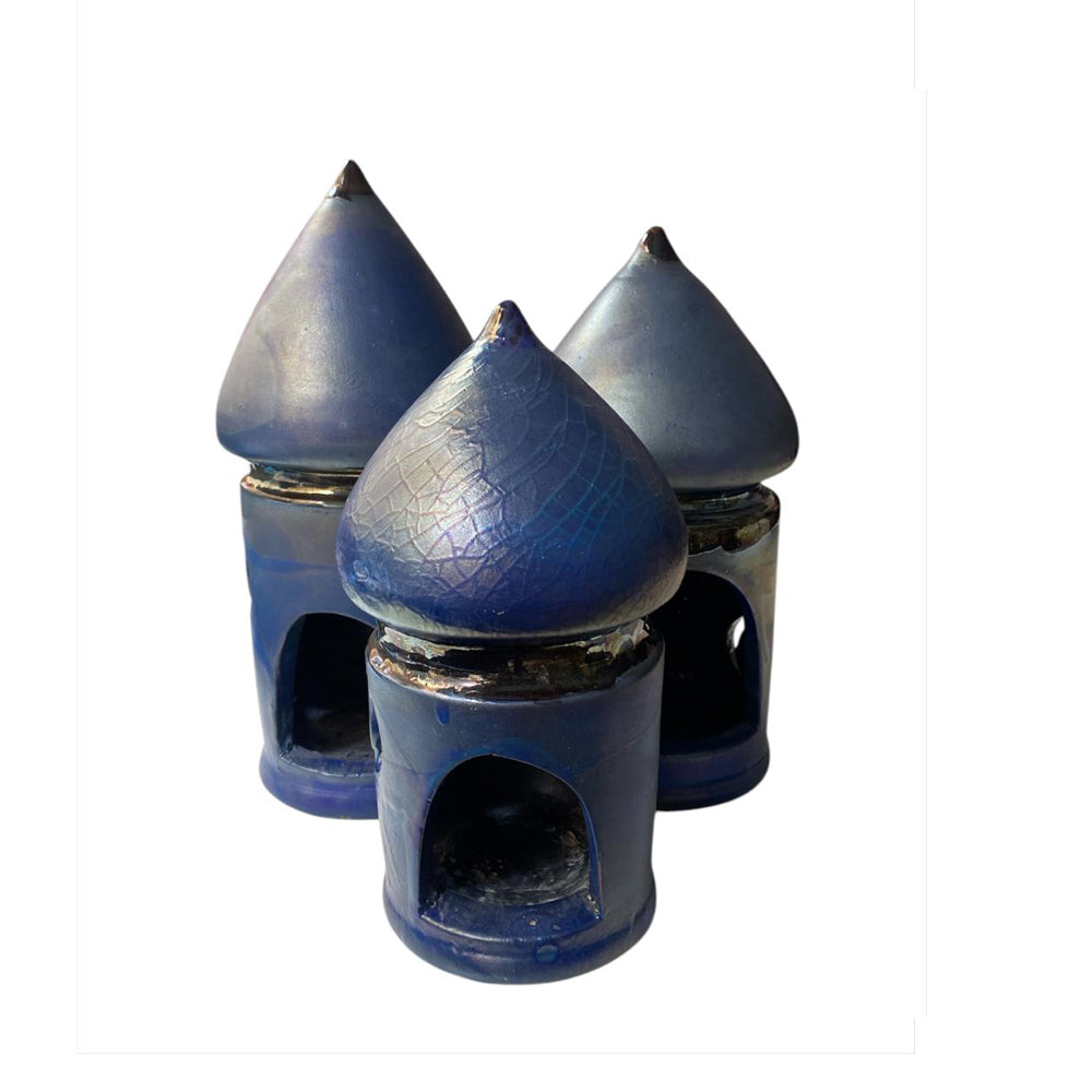 Handmade Pottery Set of 3 Diffuser - Blue