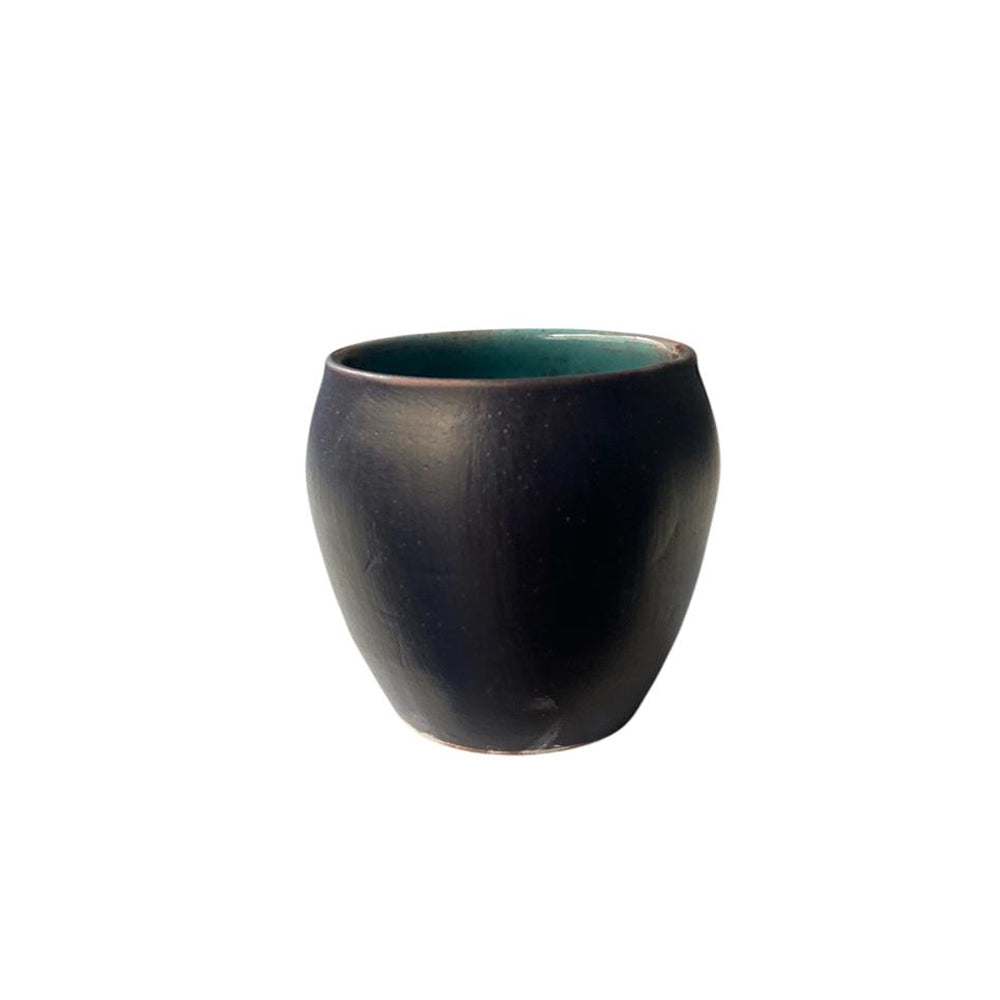 Handmade Pottery Turkish Cup - Dark Blue & Turquoise - 125 ml