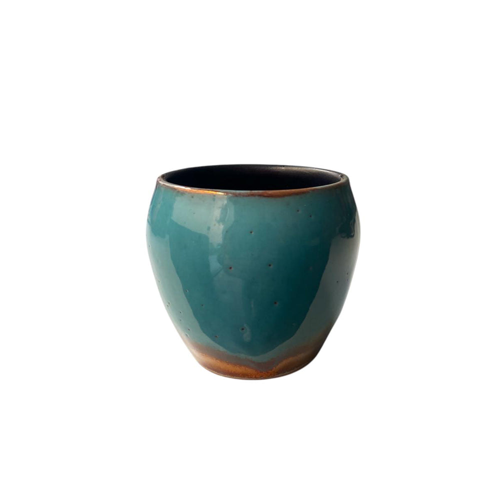 Handmade Pottery Turkish Cup - Dark Blue & Turquoise - 125 ml