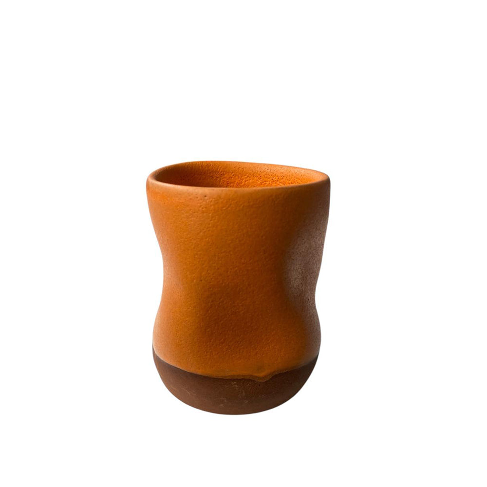 Handmade Pottery Handles Coffee Mug - Orange - 150 ml