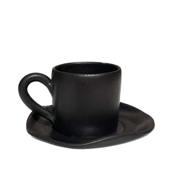 Handmade Pottery Turkish Coffee Cup - Matte Black - 100mL