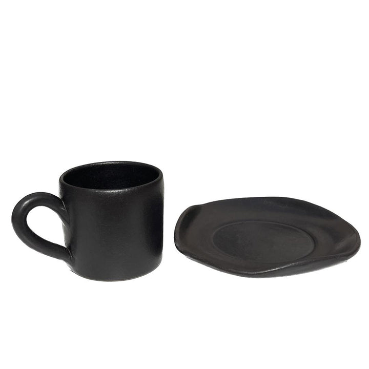 Handmade Pottery Turkish Coffee Cup - Matte Black - 100mL