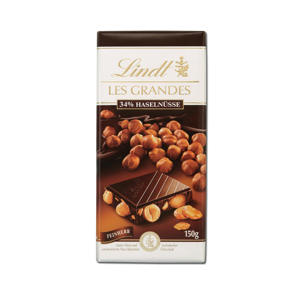 Lindt - Les Grandes Dark Chocolate - 34% Hazelnuts - 150g