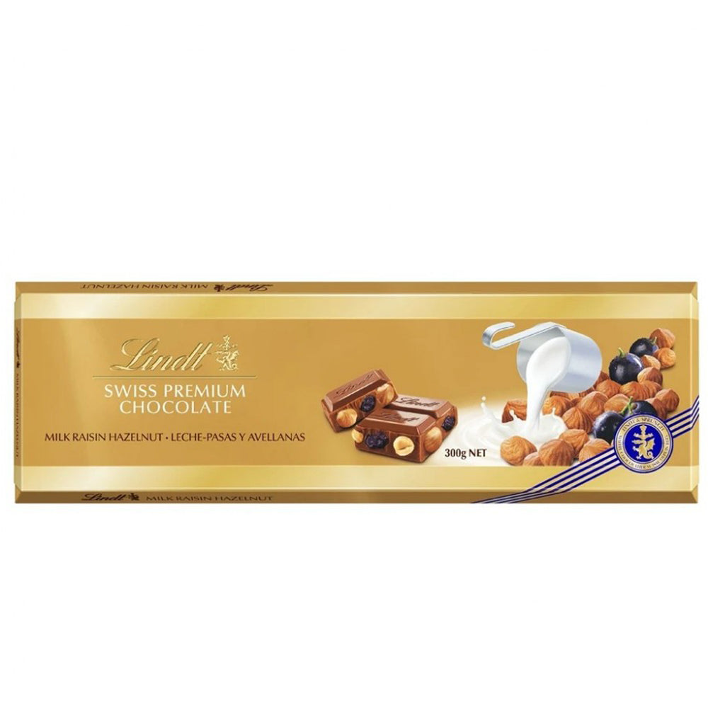 Lindt Gold - Premium Swiss Milk Chocolate with Whole Hazelnut and Raisins- 300g
