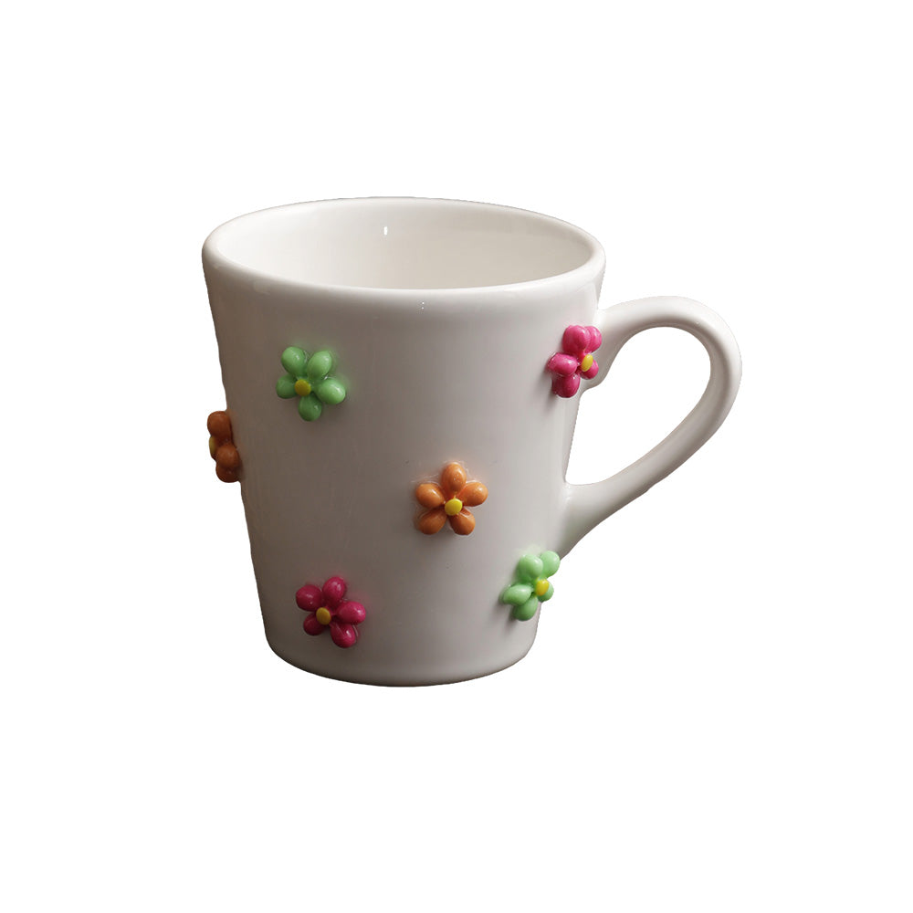 Porcelain V-shaped Mug - White Bouquet
