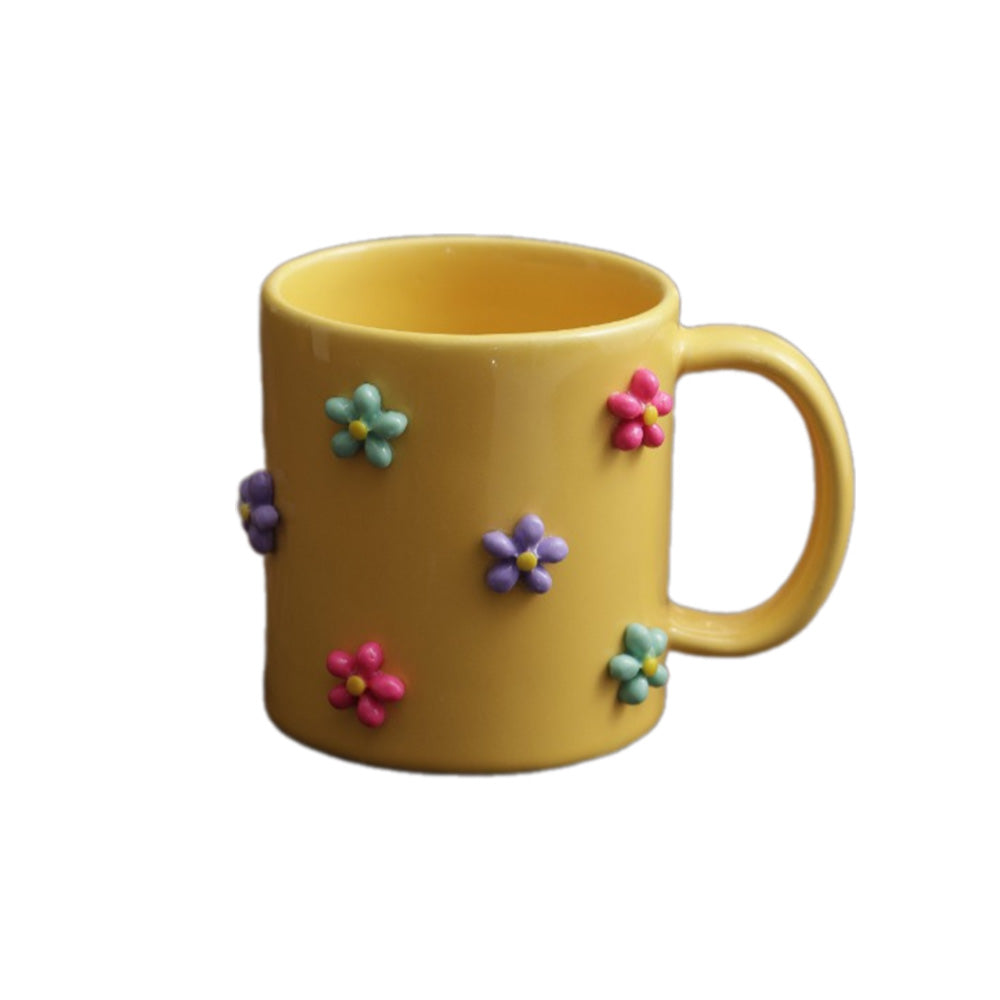 Porcelain Barrel Shaped Mug - Bright Yellow Bouquet