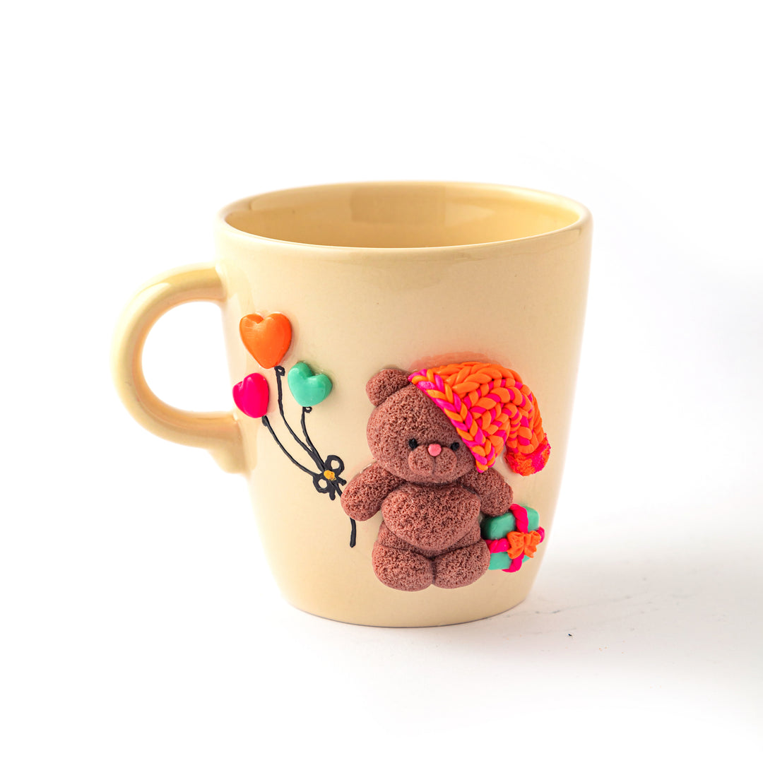 Porcelain U Shaped Mug - Beige - Teddy Bear - 300 ml