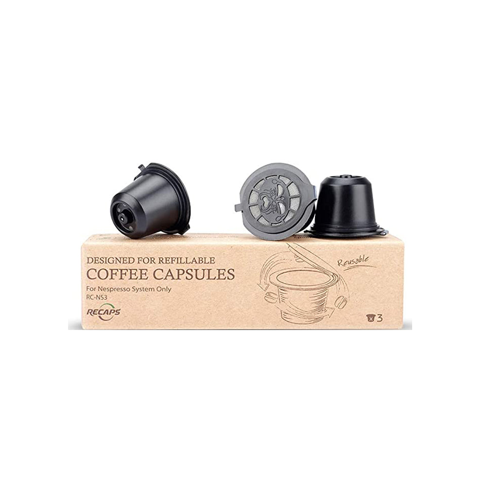 RECAPS -  Refillable Capsules- Nespresso Compatible - 3 Pack - Black
