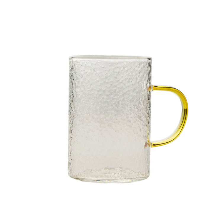 Slim Transparent Wrinkled Glass Mug with Amber Colored Handle