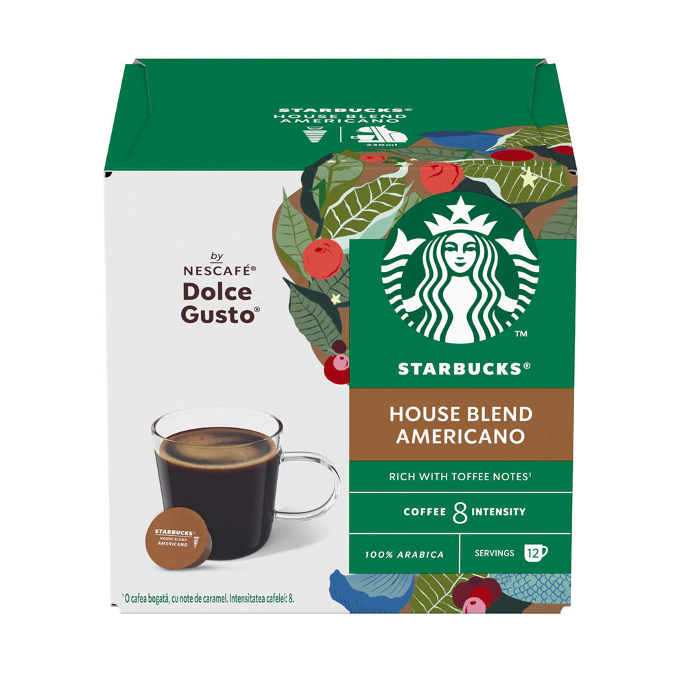 Starbucks Dolce Gusto Compatible Americano House Blend Pods - 12 Capsules (BB:31/5/2024)