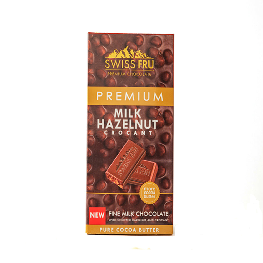 Swiss Fru - Milk Chocolate hazelnut & Crocant - 80g