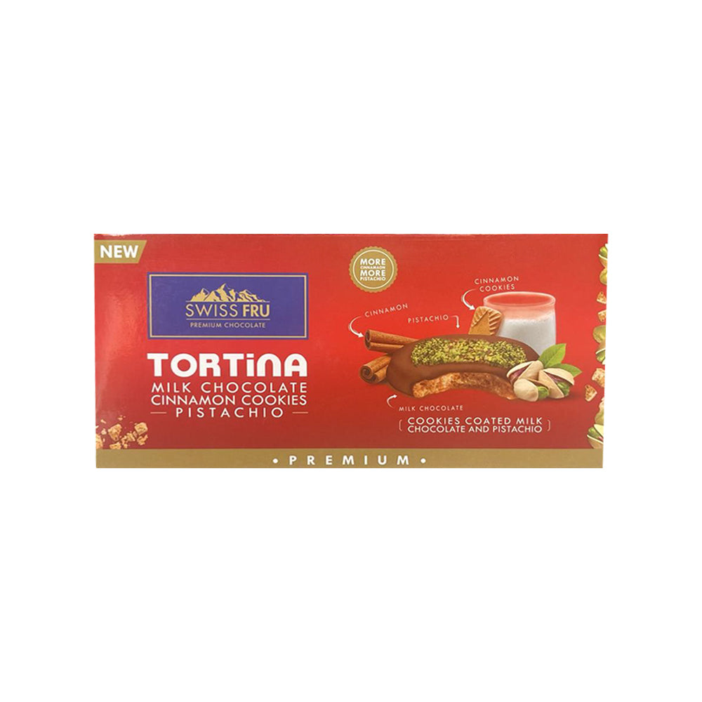 Swiss Fru Premium - Tortina milk Chocolate Cinnamon Cookies Pistachio - 45g - 3 pieces