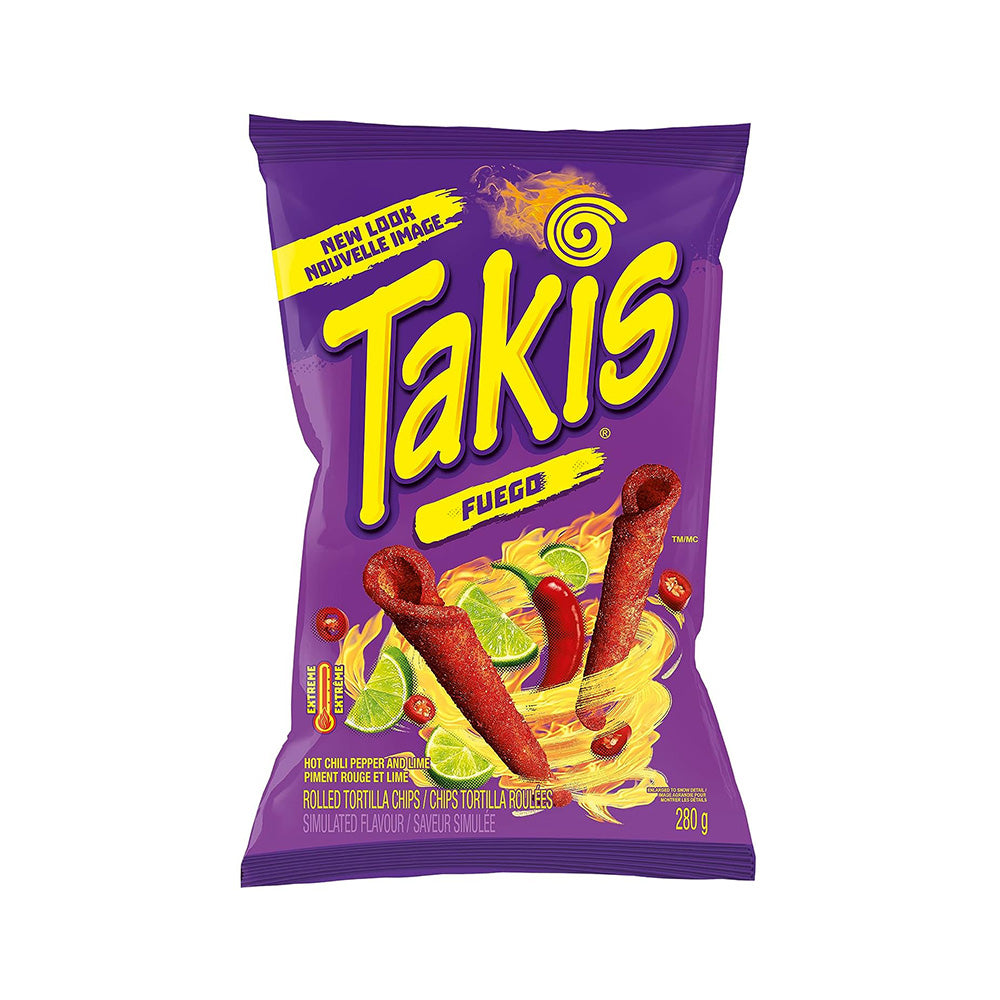 Takis - Fuego Hot Chili Pepper - Lime Tortilla Chips - 280g