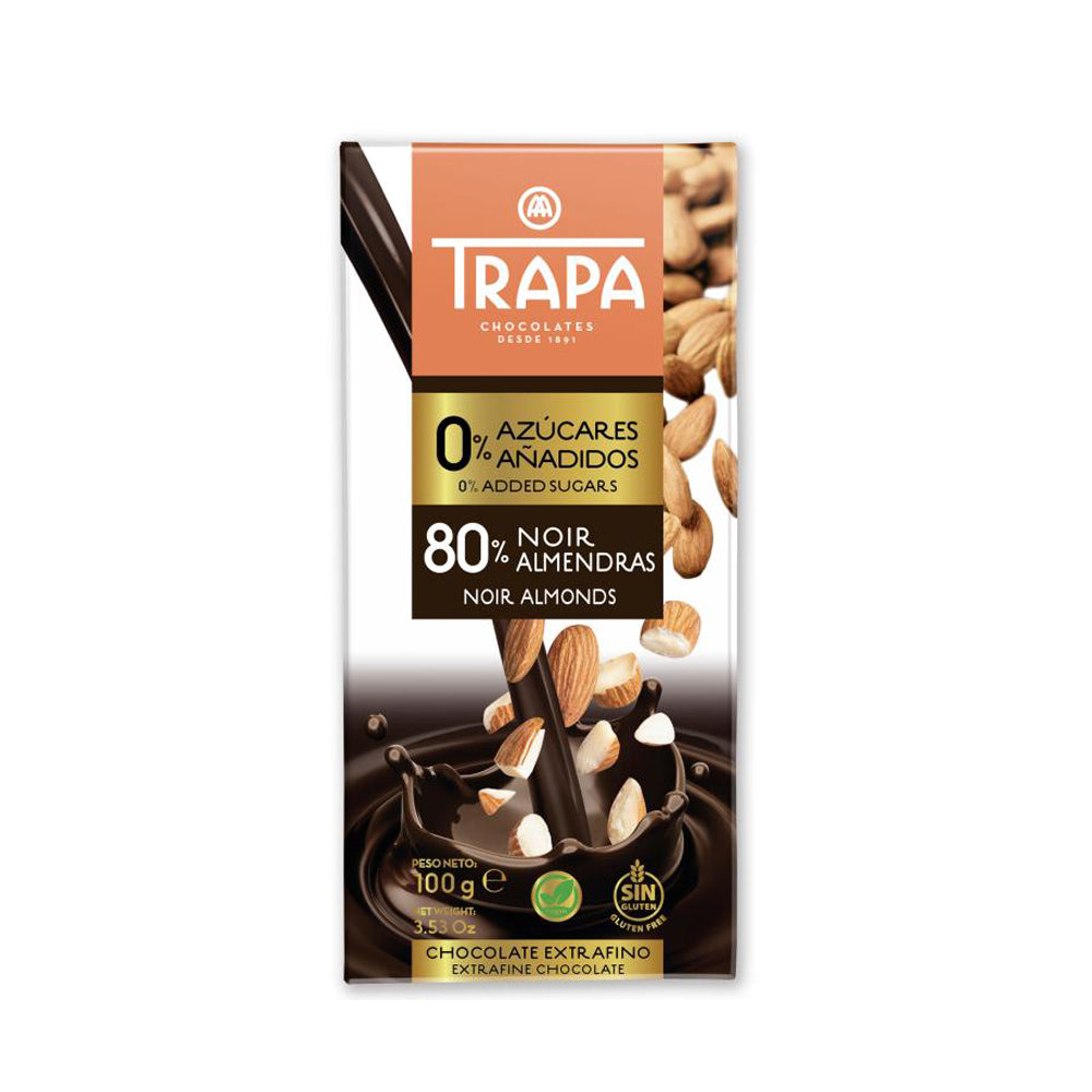 Trapa - Choco 80% Noir Almendra Troceada - 100g