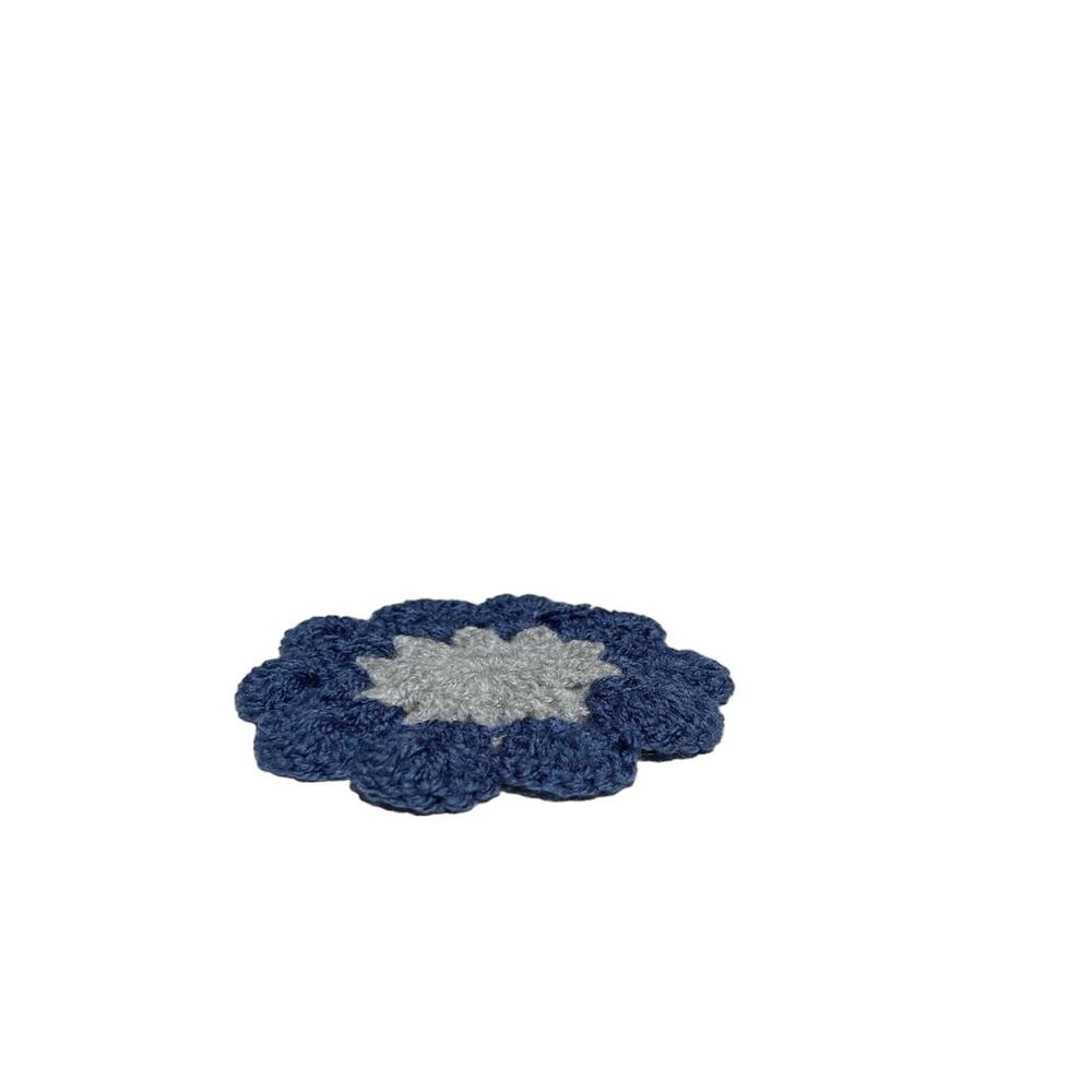 Nana's - Vintage Style Crochet Coasters - Dark Blue & Grey