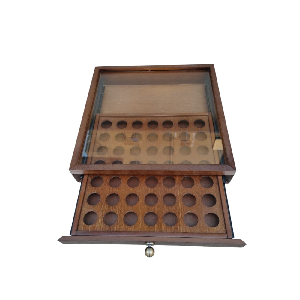 Handmade wooden Capsules Drawer - Nespresso compatible - 49 Capsules -  Brown
