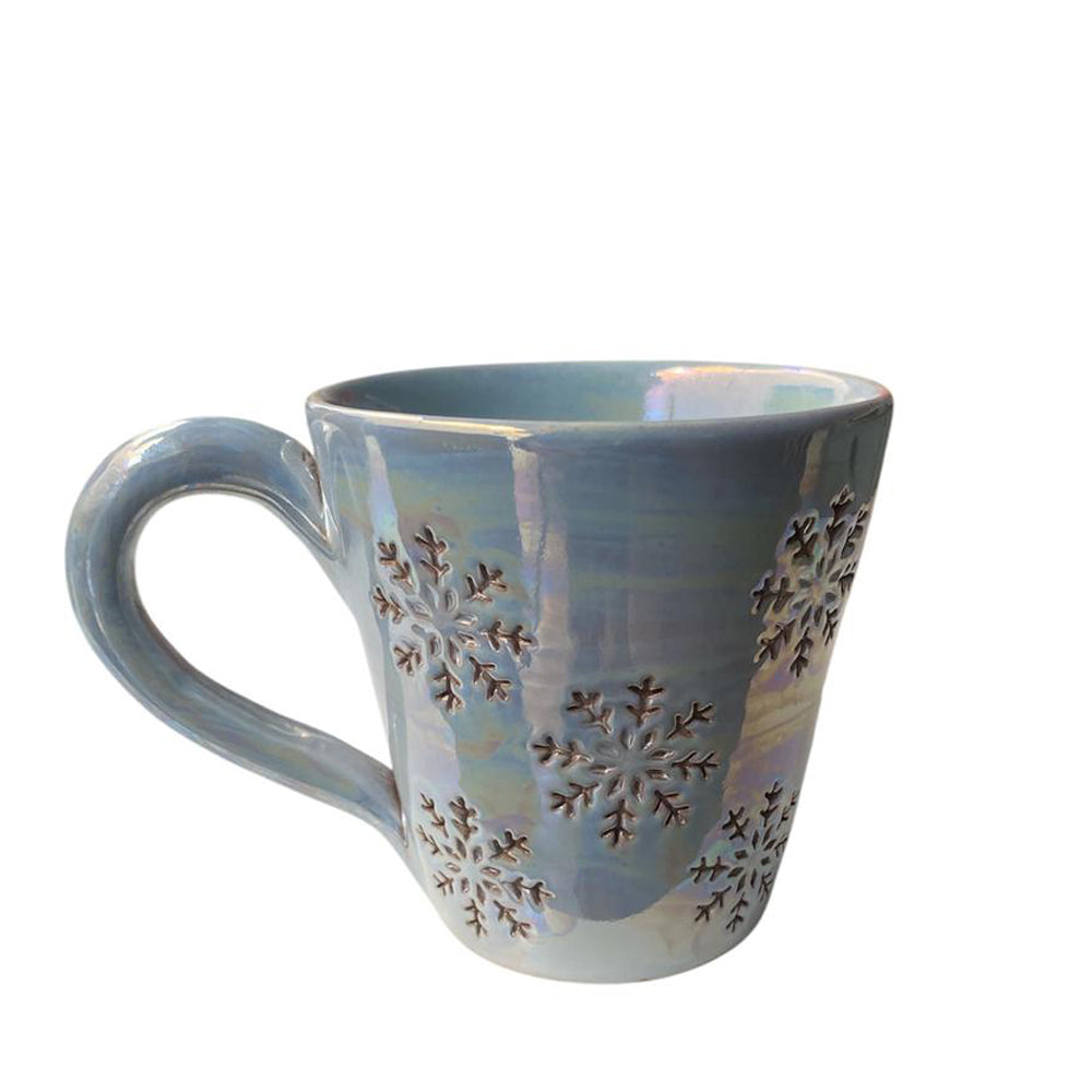 Porcelain Barrel Shaped Mug - Baby Blue - Purple Roses Heart - 300 ml