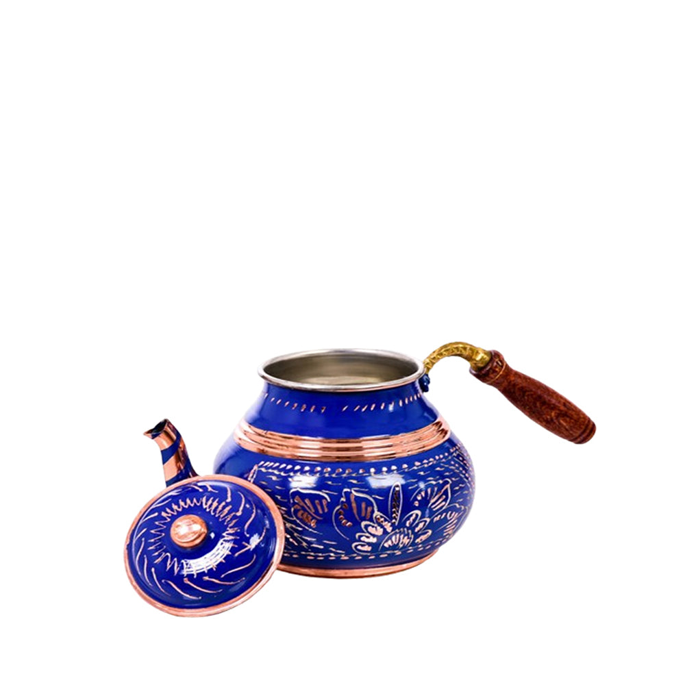 Turkish Copper Teapot - Blue - Small