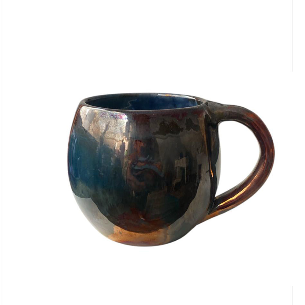 Handmade Pottery Mug - Tail with Hint of Gold Color - 300 ml