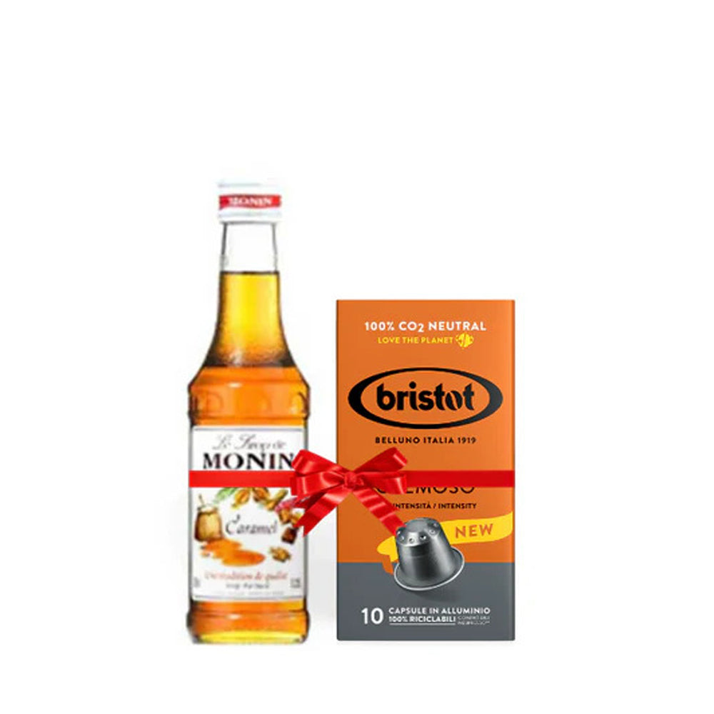 Bundle Offer: Monin Flavouring Syrup - Caramel 250 ml + 1 Bristot Cremoso 10 Capsules