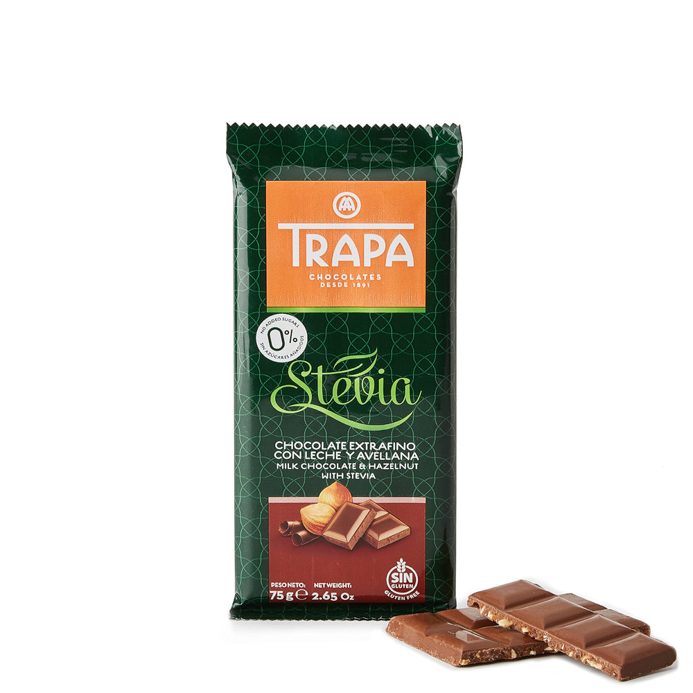 TRAPA - Sugar Free - Hazelnut Milk Chocolate with Stevia - 75g