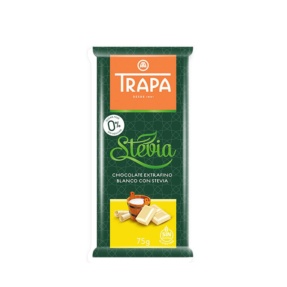 TRAPA - Sugar Free - White Chocolate with Stevia - 75g