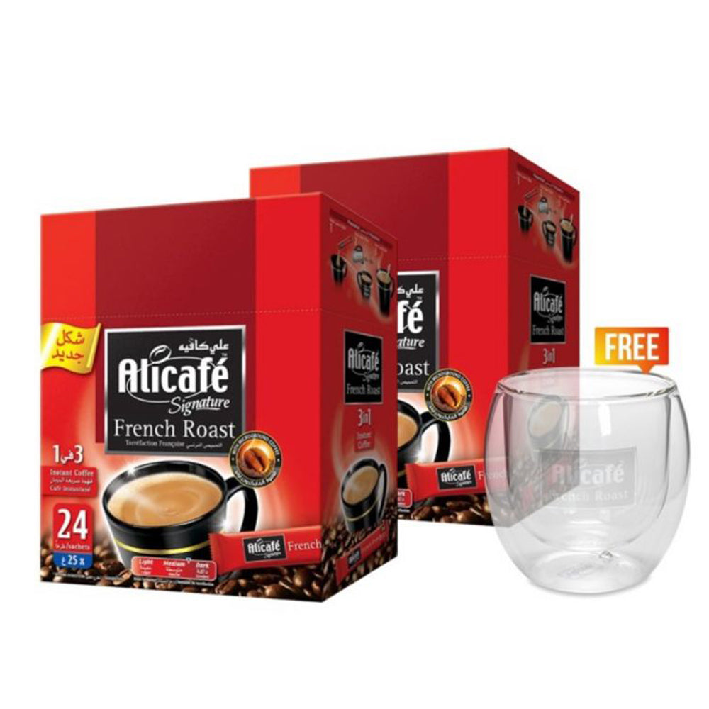 Alicafe Signature French Roast - 3 in 1 - 2 boxes of 24 sachets with gift