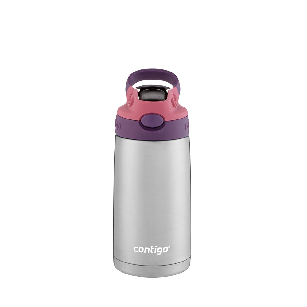 Contigo Kids - Stainless Steel Water Bottle with Autospout Straw - 13oz/385 mL - Eggplant & Punch