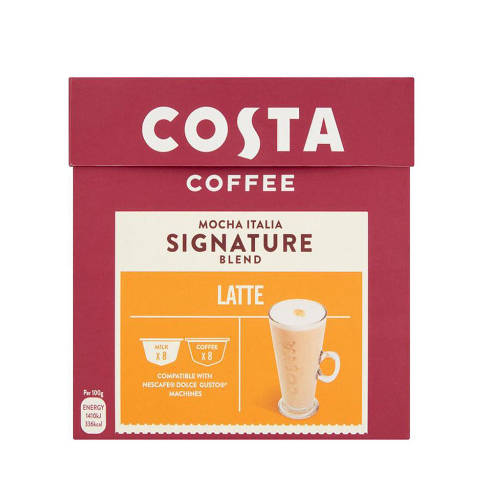 Costa Dolce Gusto Compatible Latte Pods - 16 Capsules.