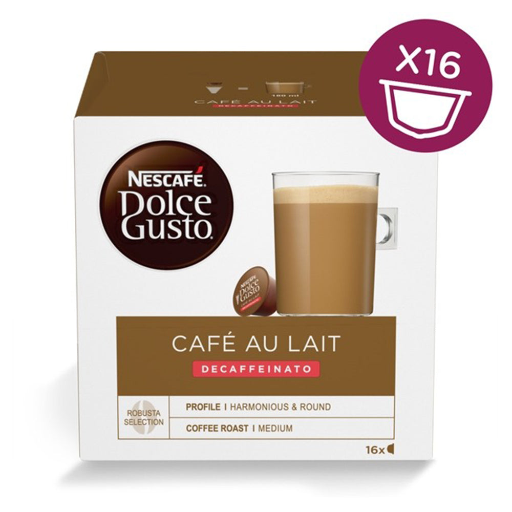 Nescafe Dolce Gusto Cafe au Lait Decaffeinated - 16 Capsules