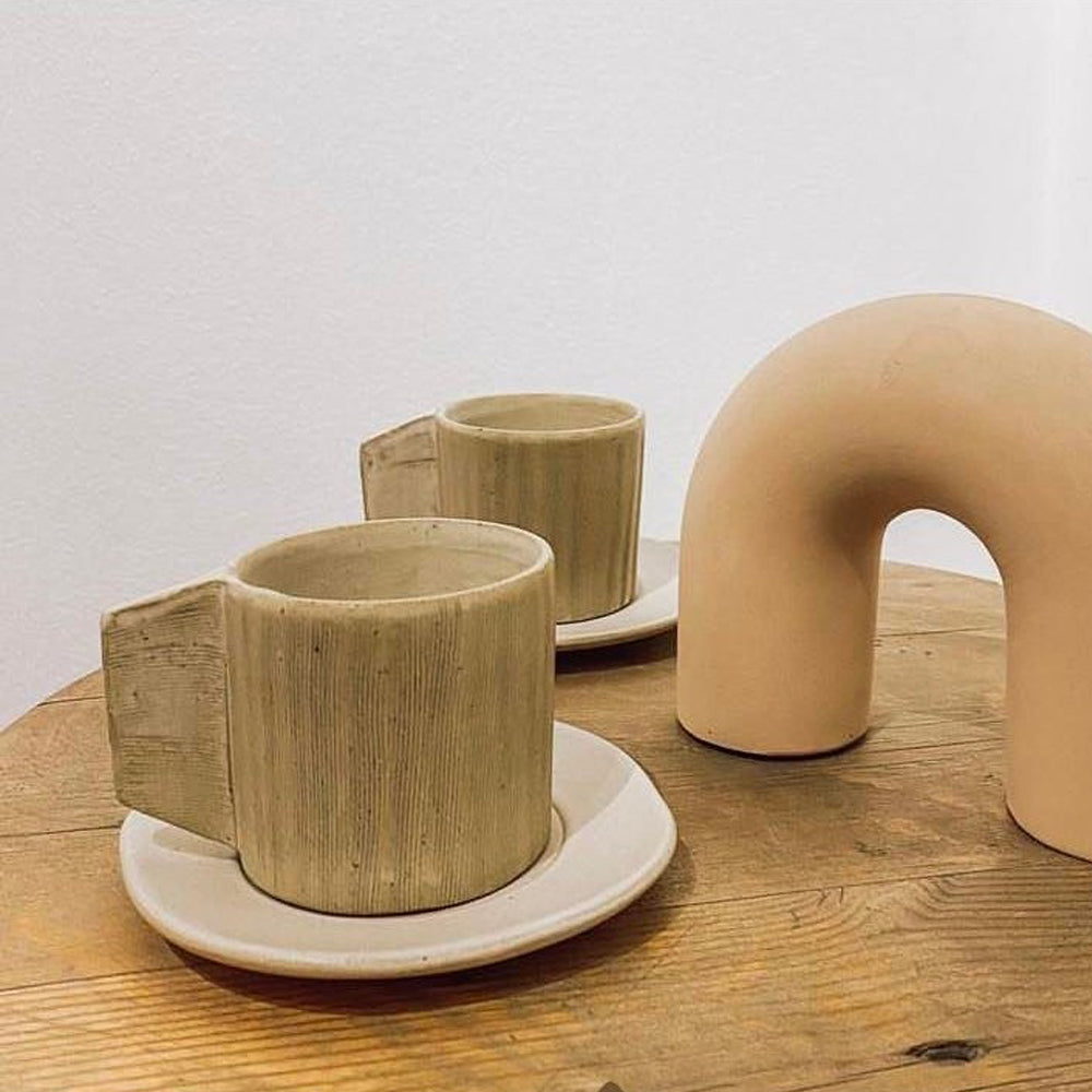 High Quality Handmade Mug with Block Handle - Earthy Beige