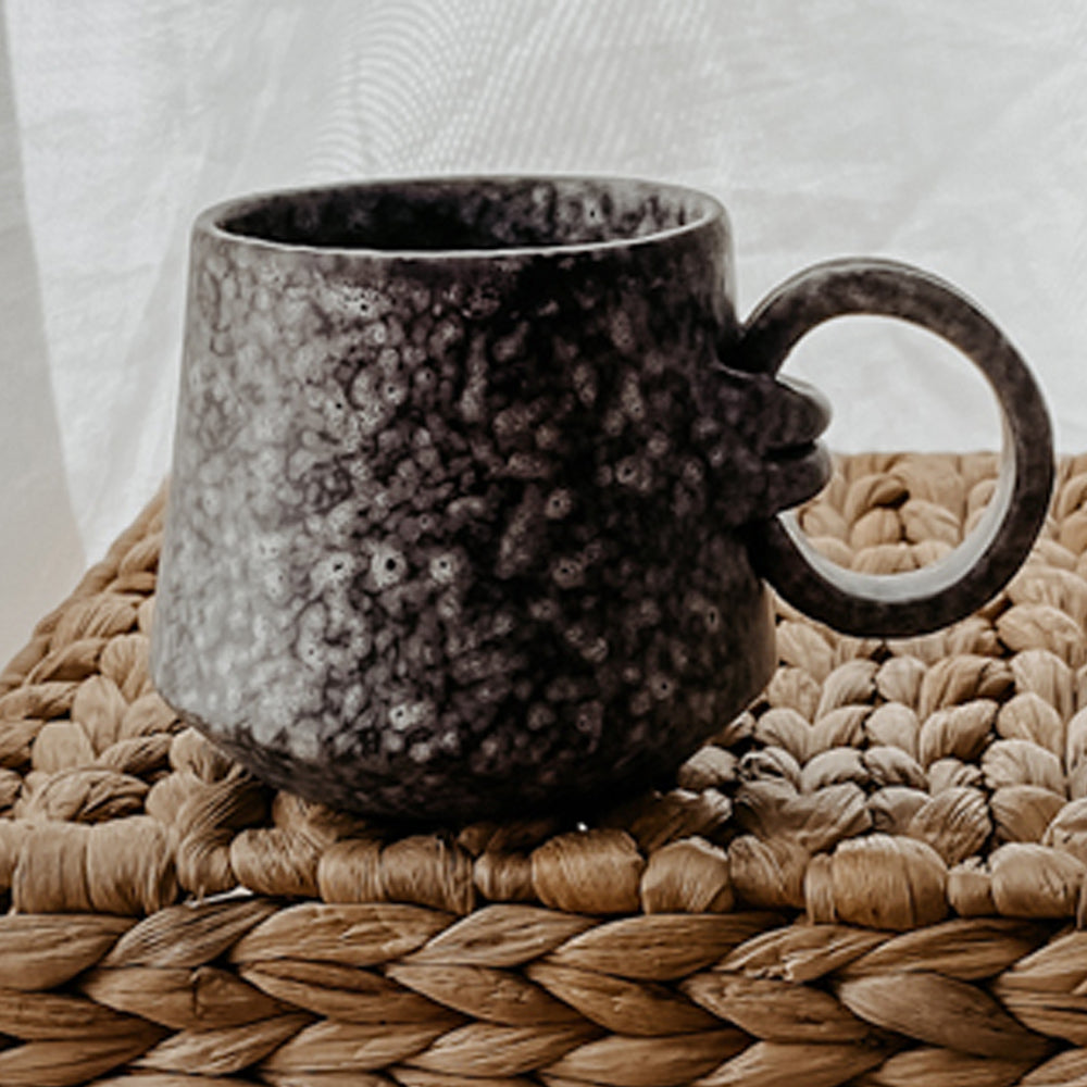 High Quality Pottery Mug with handle - Spotted Gray - 400 ml