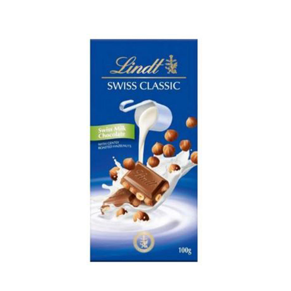 Lindt Swiss Classic Milk Chocolate with Hazelnut - 100g